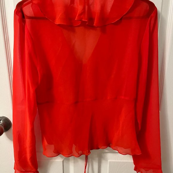 Red Mesh Tie Cardigan - Picture 2 of 2